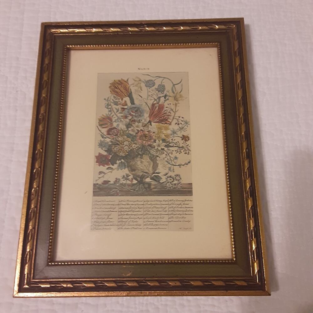 Vintage March Floral Professionally Framed Print Gallery Wall